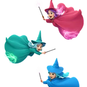 three witches with wands sticker
