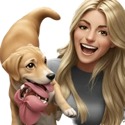blonde girl with dog smiling sticker