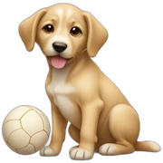 beige puppy with ball sticker