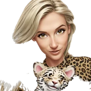 smiling girl with animal print sticker
