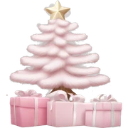 Light pink Christmas gifts under a white Christmas tree  sticker