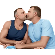 couple kissing under blue sky sticker