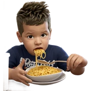 boy enjoying ramen noodles sticker