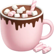 Light Pink mug of hot chocolate with marshmallows  sticker