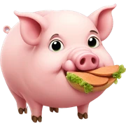 Pig eating sticker