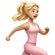 blonde yoga girl with white skin running on treadmill in pastel pink clothes sticker