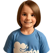 smiling boy in blue shirt sticker