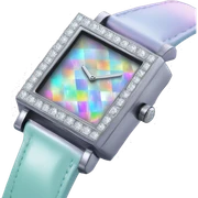 Pale holographic square diamonds watch sticker