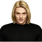 smiling boy with blonde hair sticker