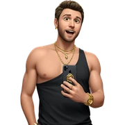 boy with jewelry and phone sticker
