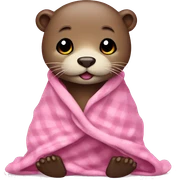 otter dressed in a pink blanket sticker