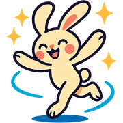 floppy bunny twirling with sparkles, vibrant-toon style sticker