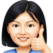 Asian girl with medium length hair giving thumbs up sticker