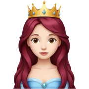 Beautiful long burgundy haired girl wearing a princess crown sticker