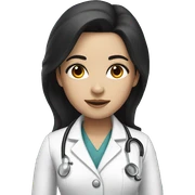 female doctor with long black hair and white skin and brown eyes sticker
