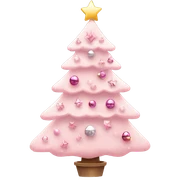 pretty light pink christmas tree with decorations  sticker