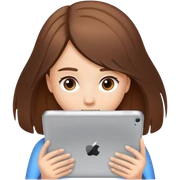 erstelle mir eine mädchen mit braun gebundenen Haaren und am i pad sitzen sticker