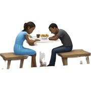 girl and boy at table sticker