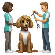 Dog getting a haircut sticker