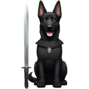 All black German shepherd with sword   sticker