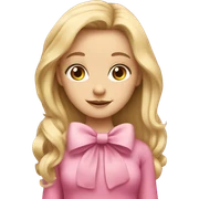 Cute blonde girl with long hair and pink bow sticker