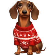Dachshund wearing Christmas sweater sticker