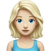 Blonde pale girl with blue eyes and ocean blue top sticker