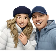 smiling couple in winter attire sticker
