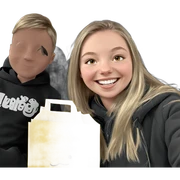 girl and boy smiling together sticker