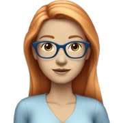 White-girl-with-long-hair-red-head-eyes-blue-wearing-glasses-blouse-formal-blue sticker