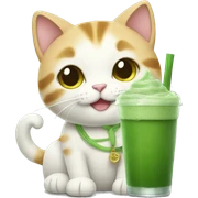 Cute cat holding iced matcha  sticker