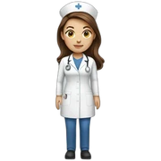 White nurse woman with brown hair sticker