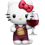 Hello Kitty drinking red wine sticker