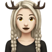Portrait. Goth, deer girl. She has deer ears and antlers. Brown dreadlocks. White skintone sticker