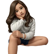 sitting girl with brown hair sticker