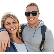 smiling duo in sunny outdoors sticker