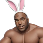 smiling male with rabbit ears sticker
