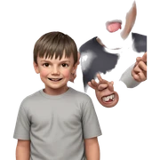 smiling boys in horror scene sticker