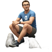 sitting boy by the ocean sticker