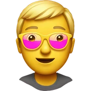 yellow emoji with pink glasses  sticker