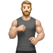 Close up Actively gesturing  with hands Pale skinned Fit Man With the biceps and brown hair in dark gray Sleeveless Mike, black oversize sports shorts, watch and white Sneakers sticker