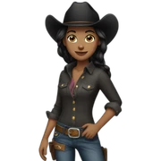 cowgirl straight black hair sticker