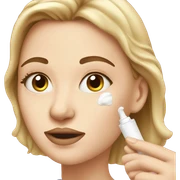 white girl applying cream on face sticker