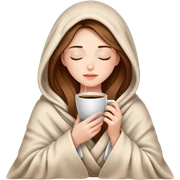 Beautiful girl inside a blanket sipping coffee eyes closed sticker