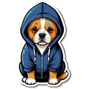 Dog wearing hoodie sticker