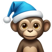 cute monkey with blue Christmas hat sticker
