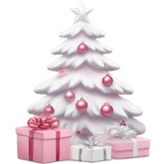 Light pink Christmas gifts under a white Christmas tree  sticker