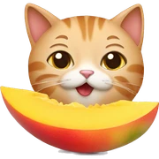 Cat eating mango sticker