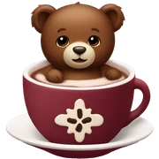 Baby bear inside of a cup of hot cocoa. Burgundy colored cup.  sticker