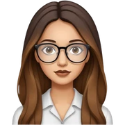 Light skinneda attractive Woman with dark roots brown  balayaged long hair and quadratic thin glasses sticker